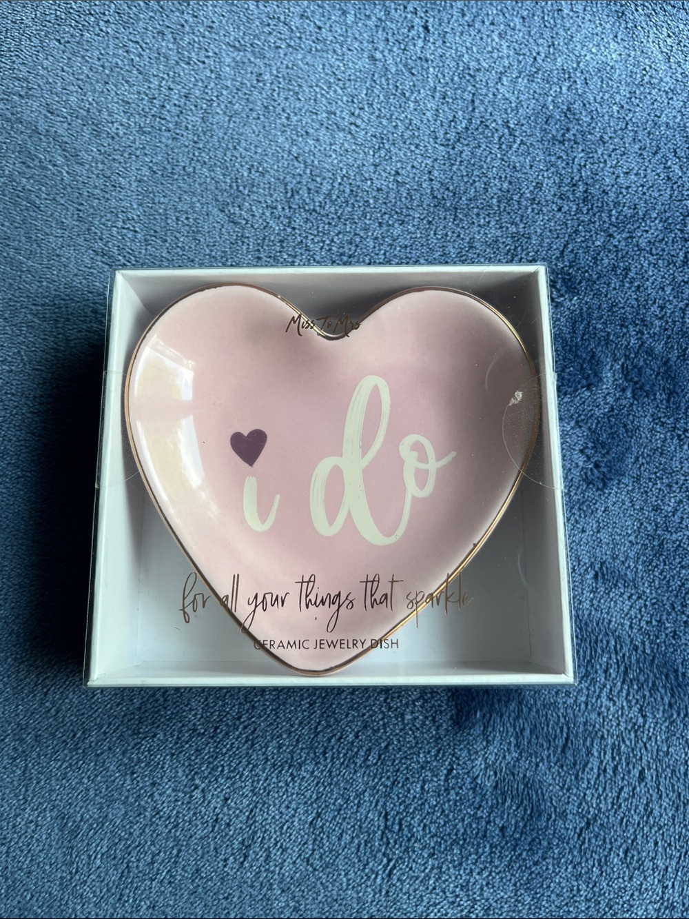 Heart Shaped Jewelry Dish - Pink "I Do”. Wedding trinket dish.